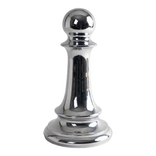 Vintage Oversized Chrome Pawn Chess Piece For Sale