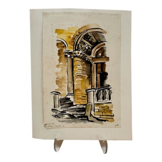 Henry Emil Salloch Original Watercolor on Paper Grezzo, Italy. 1970. For Sale