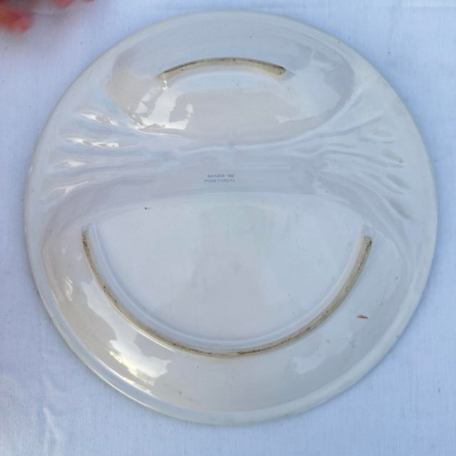 1960s Portuguese Majolica Purple Asparagus Divided Plate For Sale - Image 4 of 10