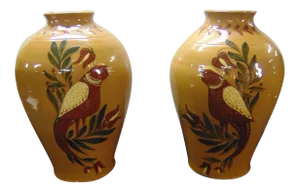 Eldreth Pottery Slip Decorated Redware Vases
