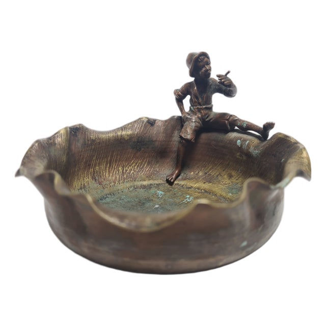 Art Nouveau Bronze Figurative Cigar Ashtray, Former Austro-Hungarian Empire, 1900s For Sale