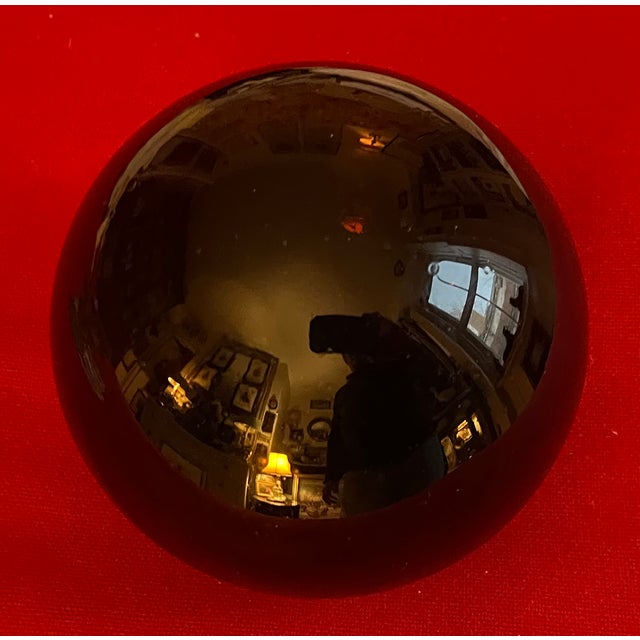 American Antique 19th Century American Blown Glass Amber Witch's Ball For Sale - Image 3 of 18