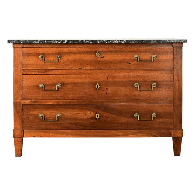 19th Century French 19th Century Walnut and Marble Commode For Sale - Image 5 of 13