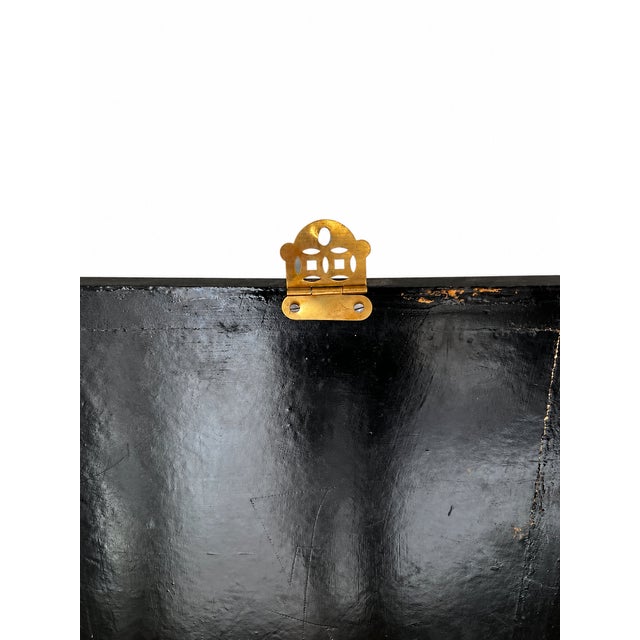 Late 20th Century Chinoiserie Black Lacquer & Mother-of-Pearl Relief Wall Panels — Set of 3 For Sale - Image 13 of 17