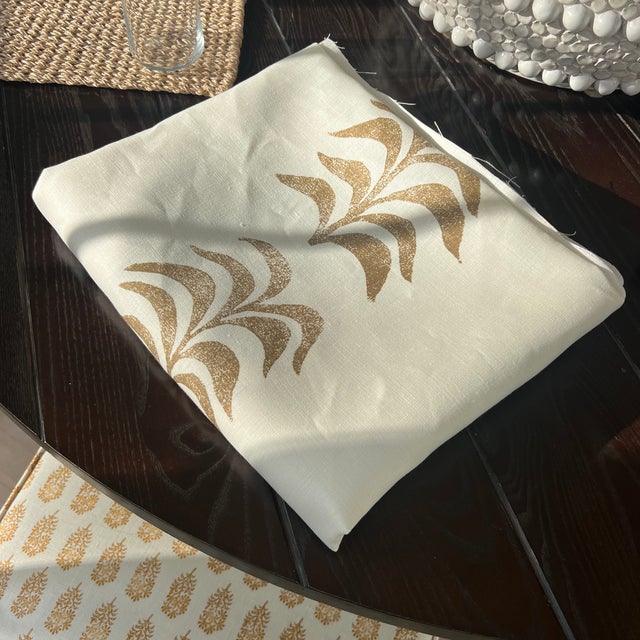 American Heather Chadduck Grande Frond in Caramel Linen Fabric- 2 Yards For Sale - Image 3 of 8