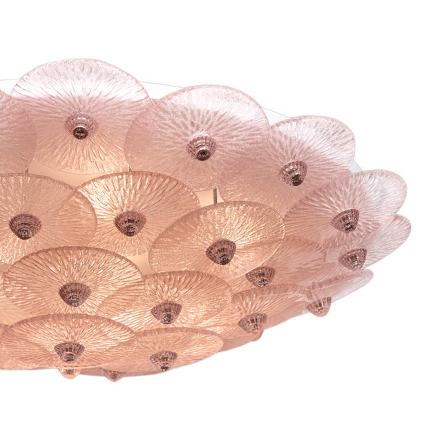 2020s Pink Venetian Glass Flush Mount by Carlo Nason, Murano, Italy For Sale - Image 5 of 9