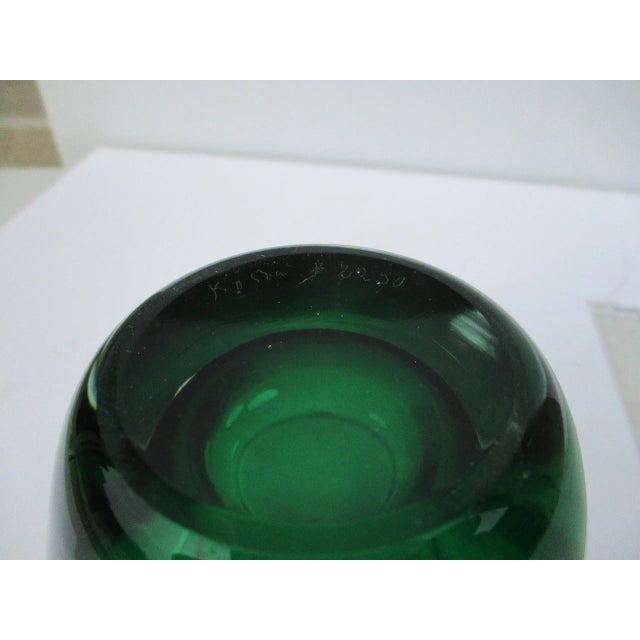 Kosta Boda Vintage Green and Clear Signed Vase For Sale In New York - Image 6 of 7