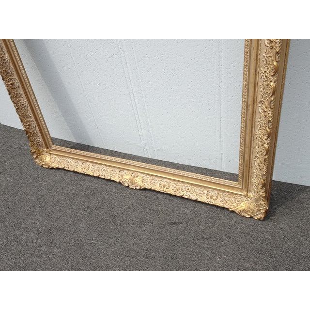Wood Large Tall 56'x 41 Vintage French Provincial Gold Ornate Picture Frame For Sale - Image 7 of 14
