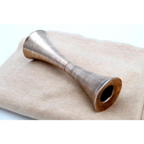 Circular Brushed Silver Candlestick with Round Base For Sale - Image 3 of 7