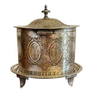 Antique Edwardian Silver Plated Biscuit Barrel, 1900 For Sale