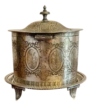 Antique Edwardian Silver Plated Biscuit Barrel, 1900