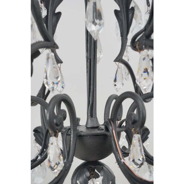 Late 20th Century Late 20th Century Traditional Black Steel Six Arm Crystal Chandelier For Sale - Image 5 of 13