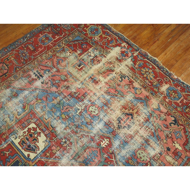 Sky Blue Distressed Persian Heriz Rug 9'2'' x 11'7'' Chairish