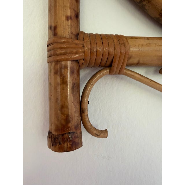 Boho Chic Vintage Tortoise Rattan Bamboo Wall Clock For Sale - Image 3 of 6