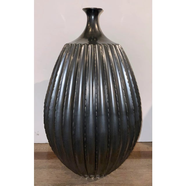 2020s Studio a Home Modern Gunmetal Finished Sawtooth Vase For Sale - Image 5 of 5
