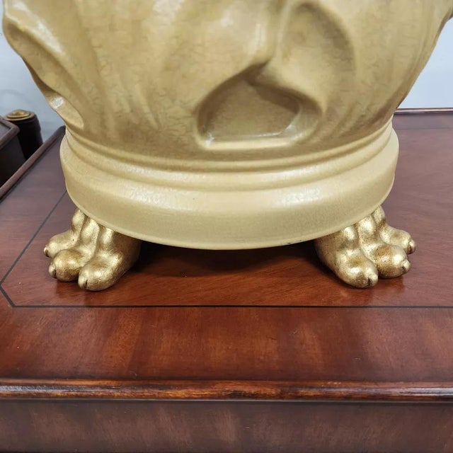 1980s Vintage Wildwood Table Lamps Ceramic Gilt Paw Footed Pair For Sale - Image 5 of 12