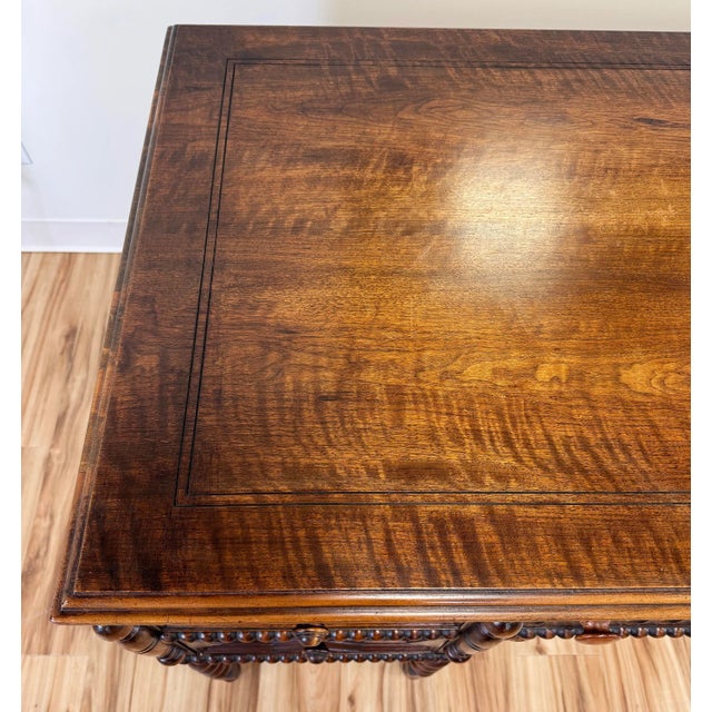 Antique Johnson-Handley-Johnson Co Jacobean Style Barley Twist Turned Wood Desk For Sale - Image 9 of 13
