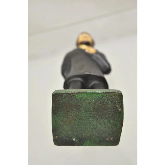 Black Antique Victorian Cast Iron Honest Abe Abraham Lincoln Figural Painted Door Stop For Sale - Image 8 of 10