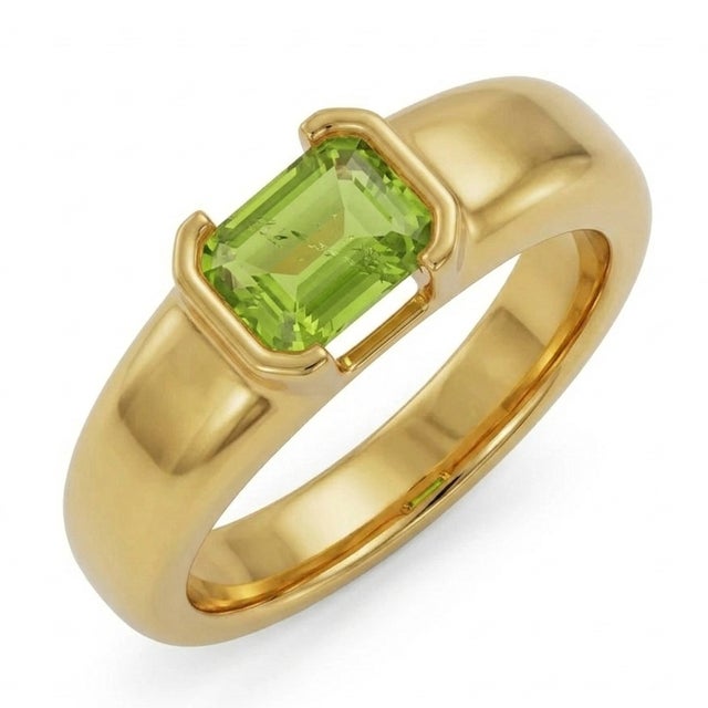 Not Yet Made - Made To Order Natural Peridot Statement Ring • 925 Sterling Silver Minimalist Chunky Signet Unisex Ring Us 7 For Sale - Image 5 of 5