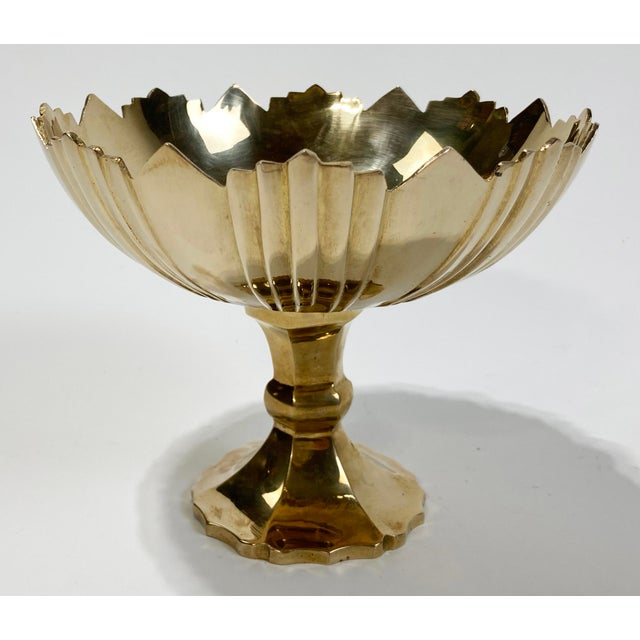 Large Art Deco style brass compote bowl. Unique design that would make a wonderful serving bowl, candy dish, or powder...