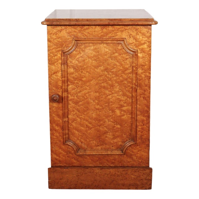 English Burr Elm Bedside Cabinet For Sale
