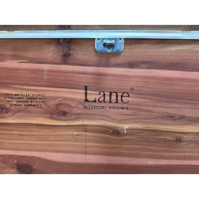 1966 Lane Mediterranean Cedar Chest With Drawer | Raised Panel Pecan Blanket Chest | Aroma-Tite Hope Chest For Sale - Image 11 of 12