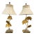 Late 20th Century Pair of Gilt Bronze Ginkgo Leaf Table Lamps With Shades For Sale