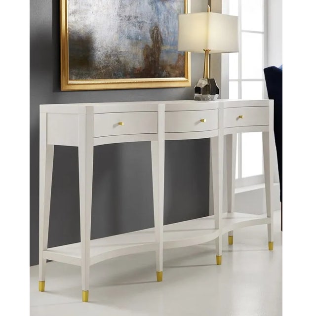 Traditional Modern History Serpentine Console Table - White Linen For Sale - Image 3 of 3