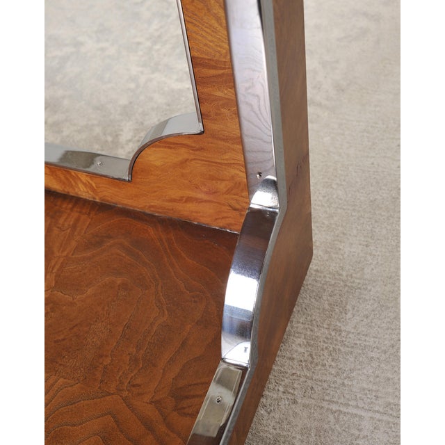 Pair of Bernhardt Soho Luxe Burlwood Steel Cube Drink Tables For Sale - Image 16 of 18