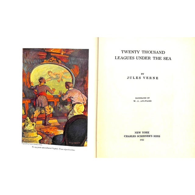 VERNE, Jules [407] pp. Charles Scribner's Sons 1932 9 1/2" x 7 1/4" Illustrated by W.J. Aylward Twenty Thousand Leagues...