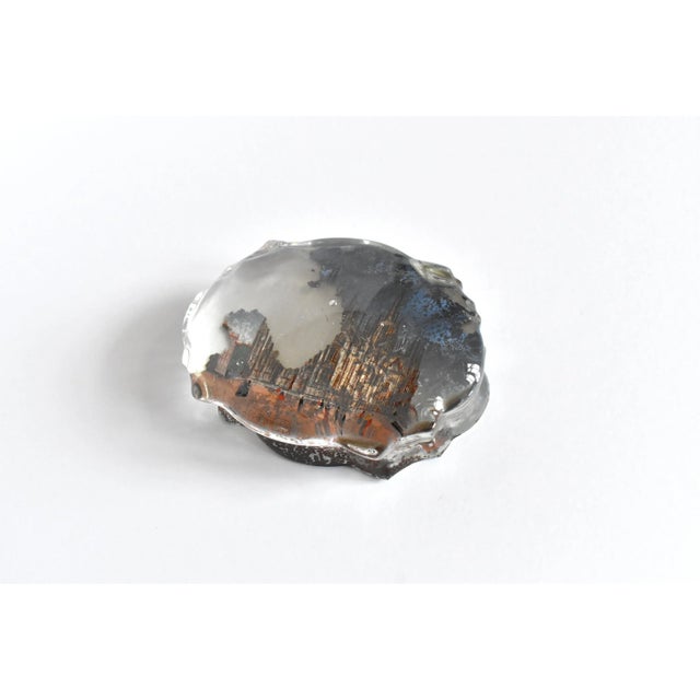 Antique 19th-Century " Tour" Italian Milan Cathedral Reverse-Painted Glass Souvenir Paperweight For Sale - Image 4 of 6