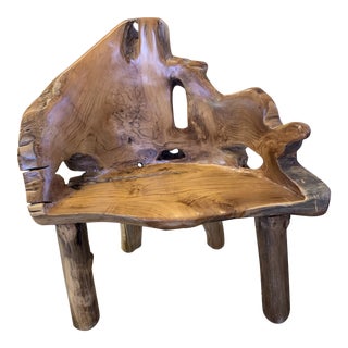 Organic Modern Teak Custom Chair For Sale