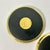 1990s Vintage Hollywood Regency Traditional Brass & Leather Coasters - Set of 5 For Sale - Image 6 of 10