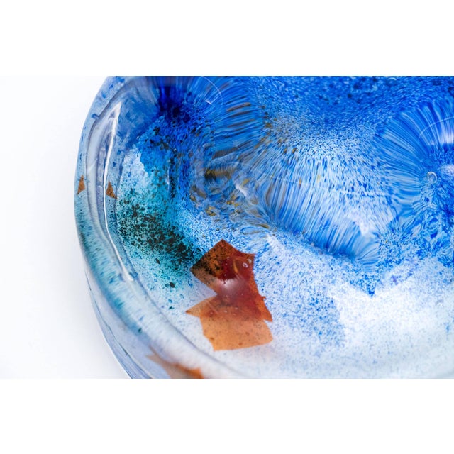 Blue Alfredo Barbini Clear Glass Vide-Poche with Polychrome Oxide, 1970s For Sale - Image 8 of 10