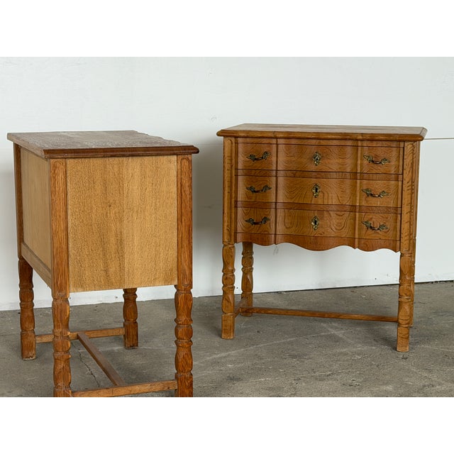Danish Rococo Nightstands in Oak by Henning Kjærnulf, 1960s, Set of 2 For Sale - Image 10 of 12