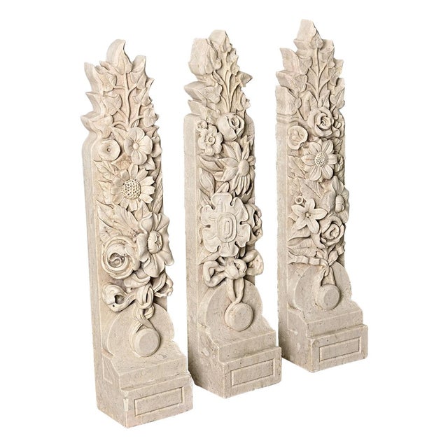 French 19th Century Set of 3 Hand-carved Marble Corbels For Sale - Image 9 of 9
