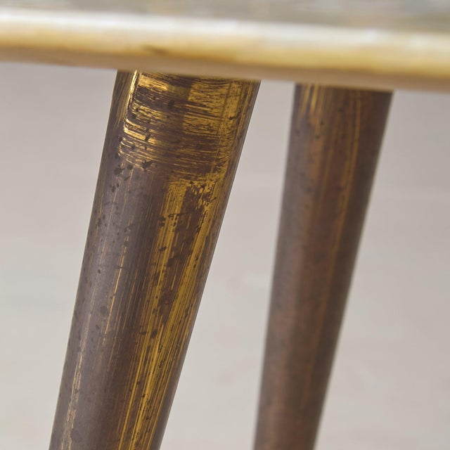 Brass Petite Italian Onyx + Brass Coffee Table, 1950s For Sale - Image 8 of 10