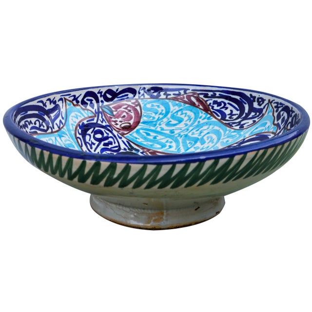 Blue Antique Arabesque Bowl W/ Calligraphy For Sale - Image 8 of 11