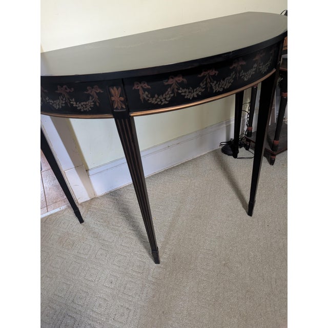 Mid 20th Century Maitland Smith Chinoiserie Style Demi Lune Console Table For Sale - Image 16 of 17