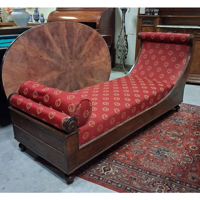 Wood Empire Restoration Style Chaise Longue or Recamier in Flame Mahogany For Sale - Image 7 of 8