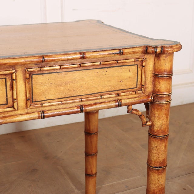 English Faux Bamboo Desk, 1920s For Sale - Image 11 of 12