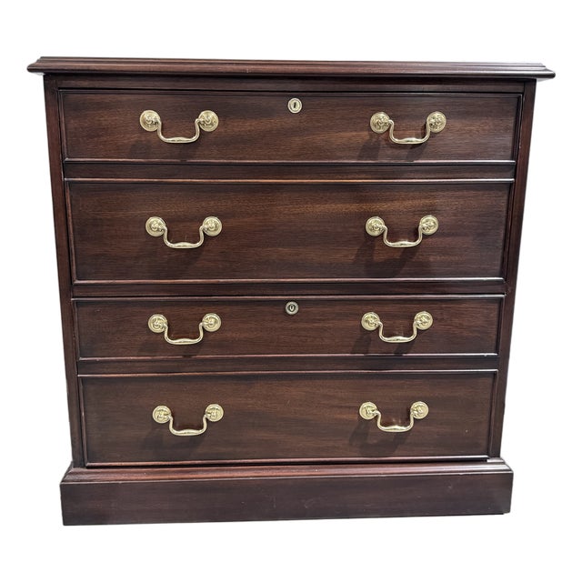 Late 20th Century Henkel Harris Mahogany Two Drawer File Cabinet Chest For Sale