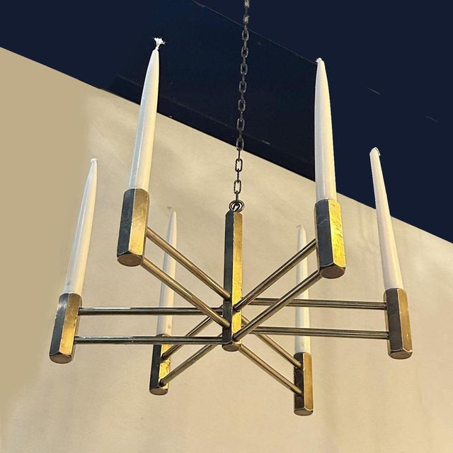 Bronze Candelabra Chandelier for Six Candles, 1960s For Sale - Image 4 of 7