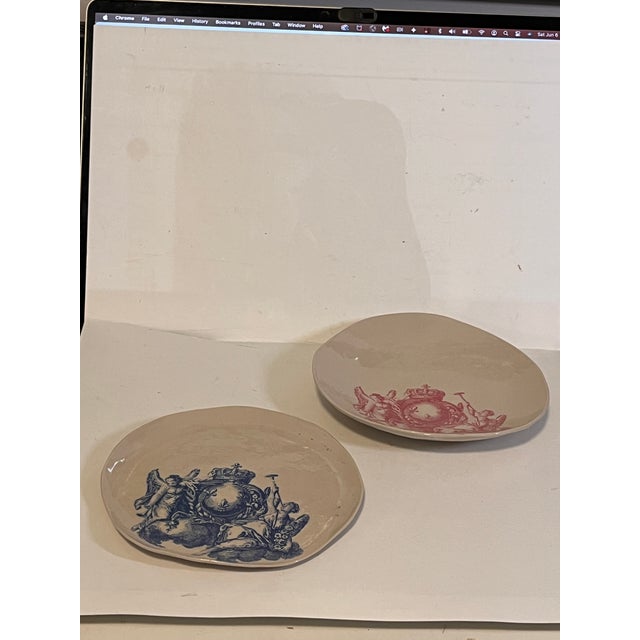 Vintage Art Studio Pottery Plates With Crests Set/2 For Sale - Image 4 of 5