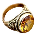 Gold Ring Chiseled with Citrine For Sale