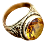 Gold Ring Chiseled with Citrine