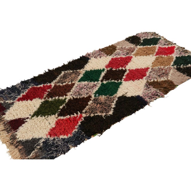 Rug & Kilim Vintage Moroccan Runner Rug With Multicolor Diamond Patterns, From Rug & Kilim For Sale - Image 4 of 7