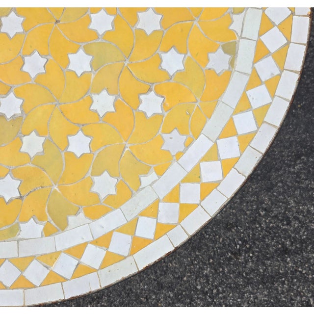 32" Handcrafted Yellow and White Rafraf Moroccan Mosaic Table For Sale In Orlando - Image 6 of 7