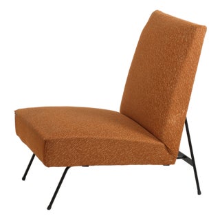 Vintage Italian Lounge Chair with Original Upholstery and Black-Lacquered Metal by Mario Franchioni, 1950s For Sale