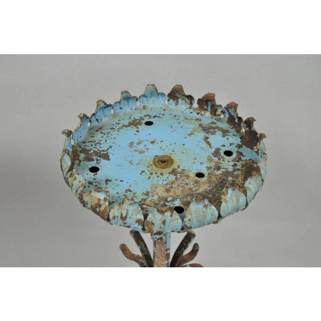Blue Antique Gothic Renaissance Wrought Iron Italian Candle Holder Candelabra - Pair For Sale - Image 8 of 14